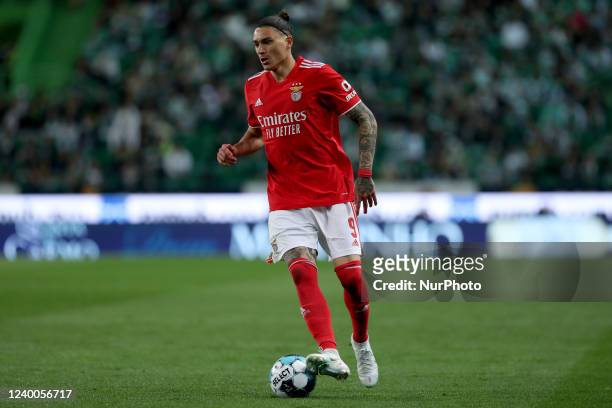 Darwin Nunez of SL Benfica in action during the Portuguese League football match between Sporting CP and SL Benfica at Jose Alvalade stadium in...