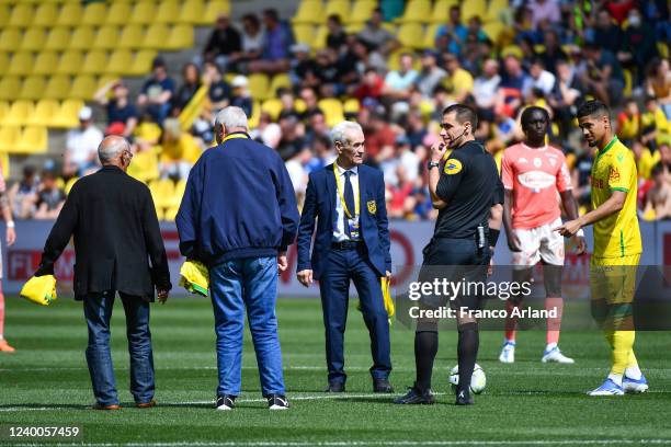 Bernanrd BLANCHET, Gilbert LE CHENADEC and Jean Claude SUAUDEAU during the Ligue 1 Uber Eats match between Nantes and Angers at Stade de la Beaujoire...