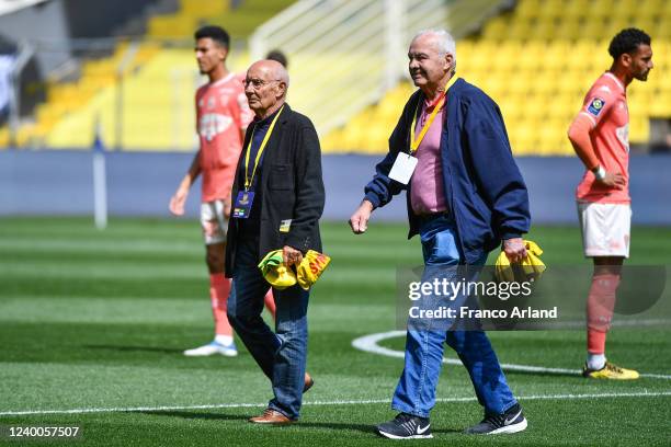 Gilbert LE CHENADEC and Jean Claude SUAUDEAU during the Ligue 1 Uber Eats match between Nantes and Angers at Stade de la Beaujoire on April 17, 2022...