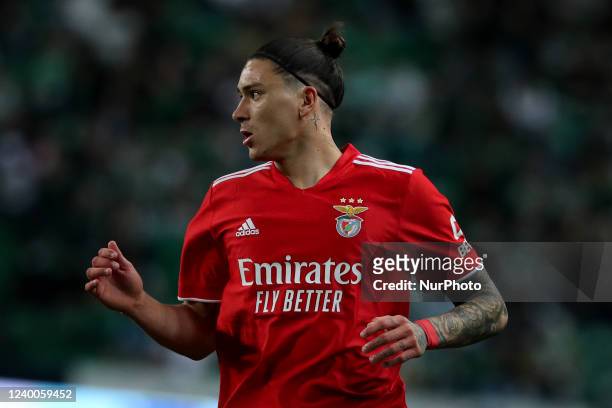 Darwin Nunez of SL Benfica in action during the Portuguese League football match between Sporting CP and SL Benfica at Jose Alvalade stadium in...