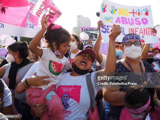 Feminists and hundreds of people, mostly women, march through the Lima downtown demanding Capital punishment or life imprisonment for rapists as Juan...