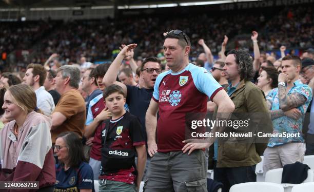 Burnley fans during the Premier League match between West Ham United and Burnley at London Stadium on April 17, 2022 in London, United Kingdom.