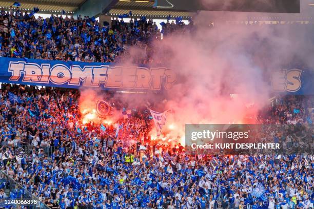 Gent's supporters pictured during the Belgian Cup final match between Belgian first league soccer teams KAA Gent and RSC Anderlecht, Monday 18 April...