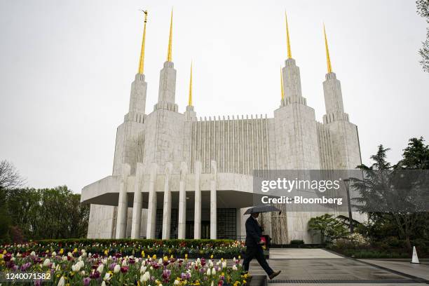 The Washington D.C. Temple of The Church of Jesus Christ of Latter-day Saints in Kensington, Maryland, U.S., on Monday, April 18, 2022. Following...