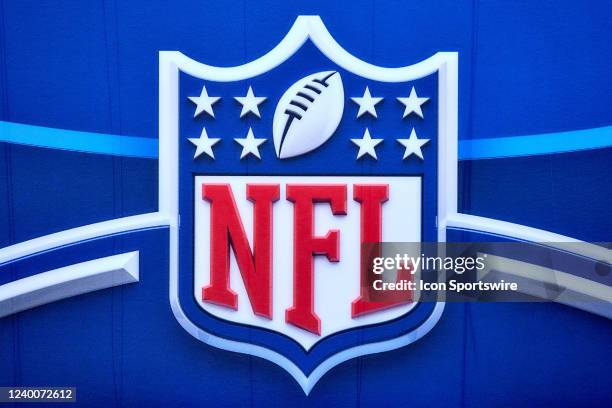 Detail view of a NFL Crest logo is seen during the NFL Scouting Combine on March 2 at the Indiana Convention Center in Indianapolis, IN.