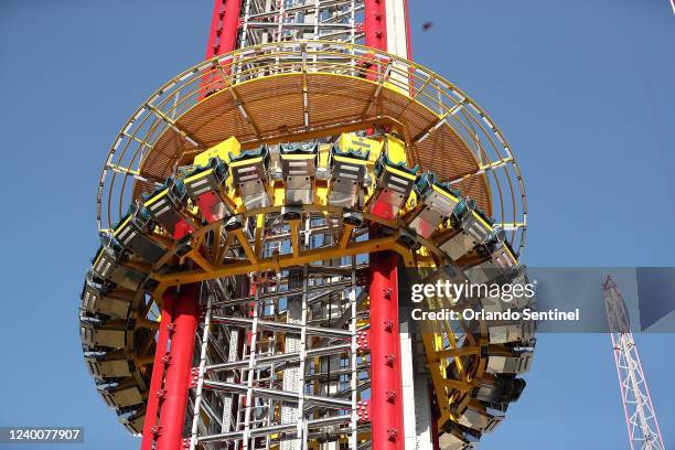The Orlando Free Fall drop tower in ICON Park in Orlando is pictured on Monday, March 28, 2022. Tyre Sampson was killed when he fell from the ride.