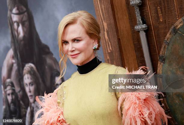 Australian actress Nicole Kidman arrives to the Los Angeles premiere of "The Northman" held at the TCL Chinese Theater on April 18, 2022 in Los...