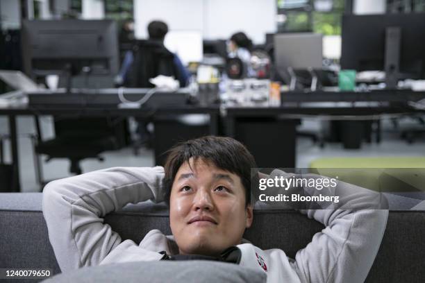 Do Kwon, co-founder and chief executive officer of Terraform Labs, poses in the company's office in Seoul, South Korea, on Thursday, April 14, 2022....