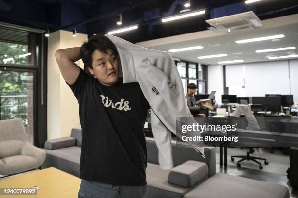 Do Kwon, co-founder and chief executive officer of Terraform Labs, leaves the company's office in Seoul, South Korea, on Thursday, April 14, 2022....