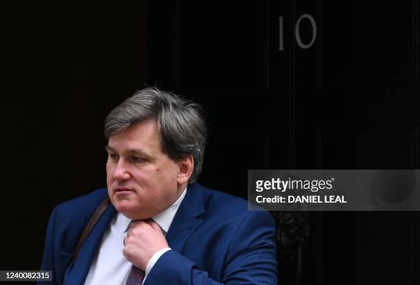 Britain's Minister of State for Crime and Policing Kit Malthouse leaves after attending the weekly Cabinet meeting at 10 Downing Street, in London,...