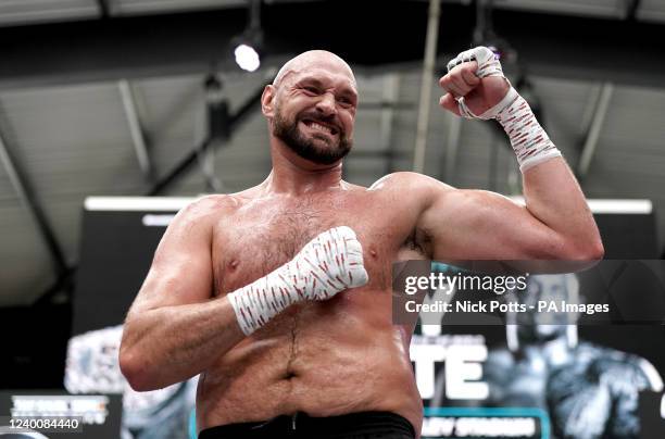 Tyson Fury during an open workout at BOXPARK Wembley, London. Picture date: Tuesday April 19, 2022.