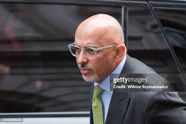 Secretary of State for Education Nadhim Zahawi arrives in Downing Street to attend the weekly Cabinet meeting on April 19, 2022 in London, England....