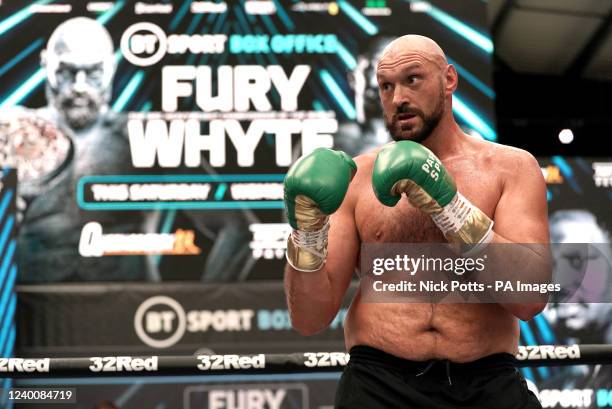 Tyson Fury during an open workout at BOXPARK Wembley, London. Picture date: Tuesday April 19, 2022.