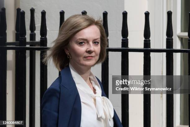 Secretary of State for Foreign, Commonwealth and Development Affairs, Minister for Women and Equalities Liz Truss arrives in Downing Street to attend...