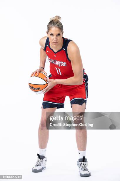 Elena Delle Donne of the Washington Mystics poses for a portrait during WNBA Media Day on April 18, 2022 at Entertainment and Sports Arena in...