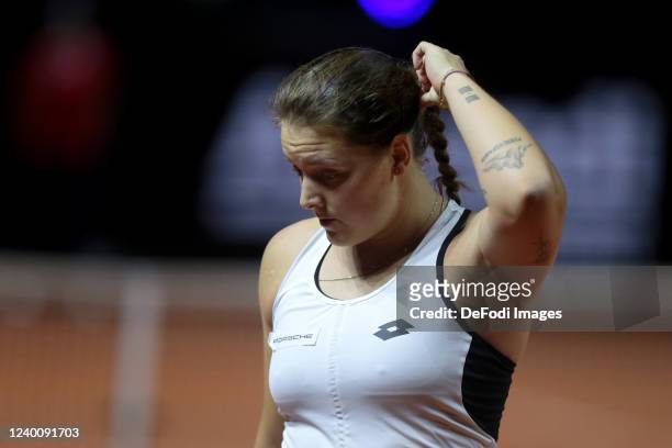 Jule Niemeier of Germany looks dejected at the match against Ons Jabeur Bianca Andreescu of Canada during day tow of the Porsche Tennis Grand Prix...