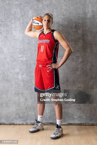 Elena Delle Donne of the Washington Mystics poses for a portrait during WNBA Media Day on April 18, 2022 at Entertainment and Sports Arena in...