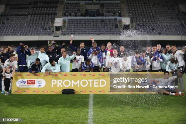 Fulham players at the end of the match during the Sky Bet Championship match between Fulham and Preston North End at Craven Cottage on April 18, 2022...