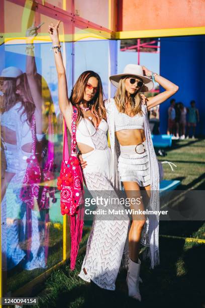 Alessandra Ambrosio and Ludi Delfino attend the 2022 Coachella Valley Music and Arts Festival weekend 1 day 1 on April 15, 2022 in Indio, California.