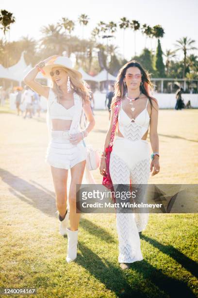 Ludi Delfino and Alessandra Ambrosio attend the 2022 Coachella Valley Music and Arts Festival weekend 1 day 1 on April 15, 2022 in Indio, California.