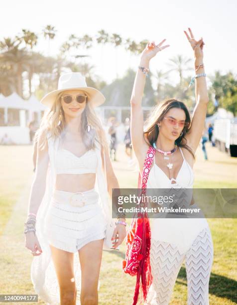 Ludi Delfino and Alessandra Ambrosio attend the 2022 Coachella Valley Music and Arts Festival weekend 1 day 1 on April 15, 2022 in Indio, California.