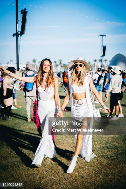 Alessandra Ambrosio and Ludi Delfino attend the 2022 Coachella Valley Music and Arts Festival weekend 1 day 1 on April 15, 2022 in Indio, California.