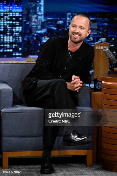 Episode 1635 -- Pictured: Actor Aaron Paul during an interview on Tuesday, April 19, 2022 --