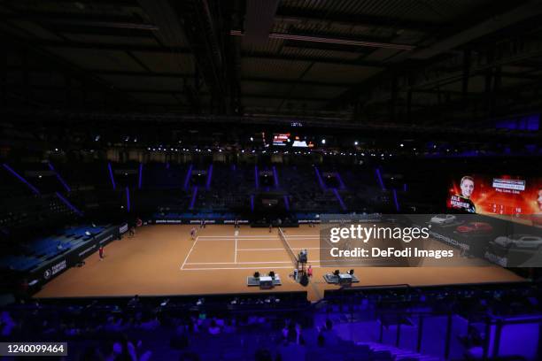 General view inside the stadium during day two of the Porsche Tennis Grand Prix Stuttgart 2022 at Porsche Arena on April 19, 2022 in Stuttgart,...