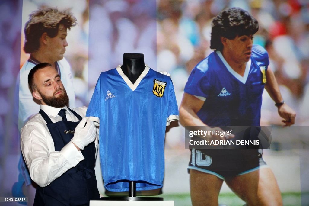 BRITAIN-FBL-WC 1986-ARG-ENG-MARADONA-SHIRT-AUCTION