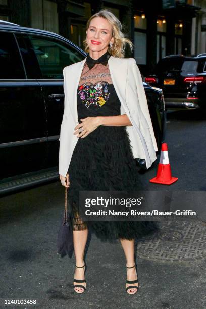Naomi Watts is seen arriving at the 2022 Tribeca Ball on April 19, 2022 in New York City.