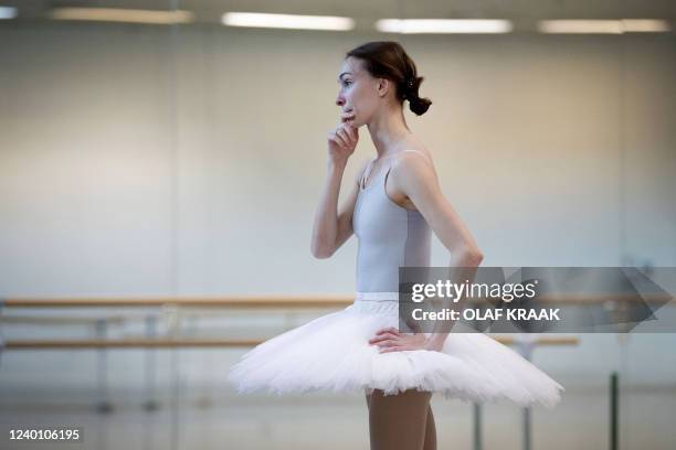 Russian prima ballerina with the Moscow-based Bolshoi Ballet Olga Smirnova rehearses for the title role in Raymonda by Marius Petipa with the Dutch...