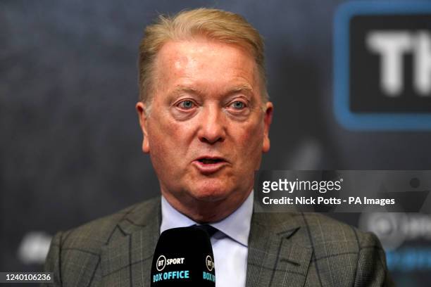 Boxing promoter Frank Warren during a press conference at Wembley Stadium, London. Picture date: Wednesday April 20, 2022.