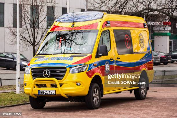 Modern Mercedes-Benz Sprinter 4x4 ambulance service seen in Warsaw.