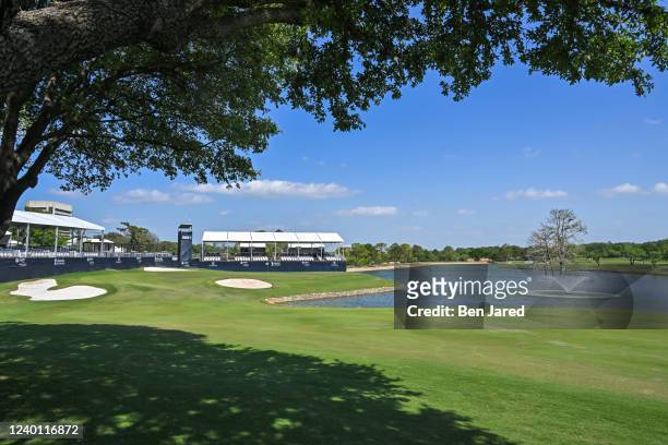 View of the 18th green is seen prior to the PGA TOUR Champions ClubCorp Classic at Las Colinas Country Club on April 20, 2022 in Irving, Texas.