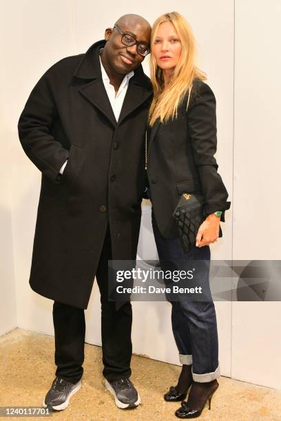 Editor-In-Chief of British Vogue Edward Enninful and Kate Moss attend the launch of new book "i-D: Wink + Smile! The First Forty Years" at Dover...