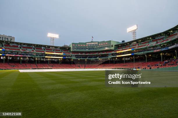 General view of the field as Boston Marathon runners and guests celebrate at the Mile 27 Post-Race Party on April 18, 2022 at Fenway Park in Boston,...