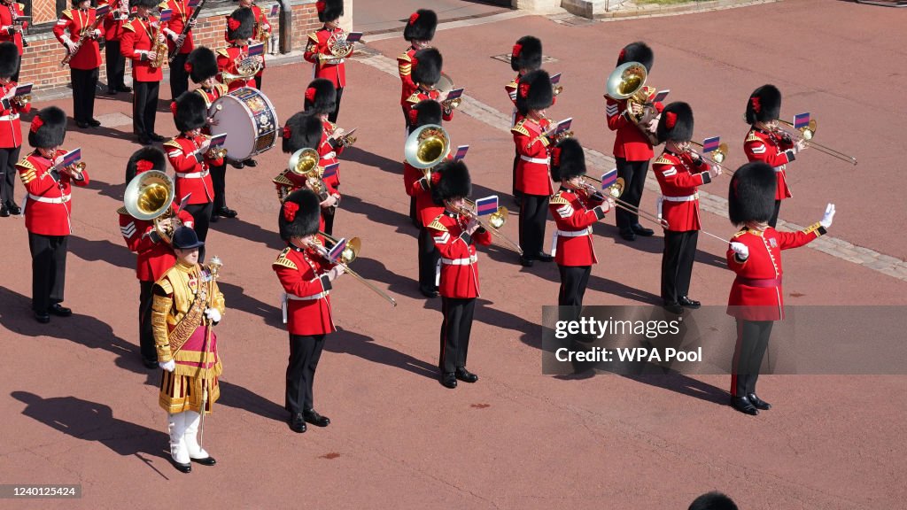Coldstream Guards Mark Queen Elizabeth II's 96th Birthday At Windsor Castle
