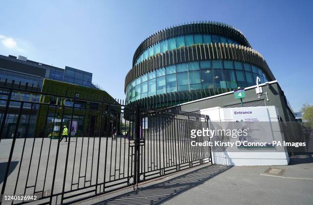 General view of the All England Lawn Tennis Club in Wimbledon, London after it was announced that Russian and Belarusian players will not be allowed...
