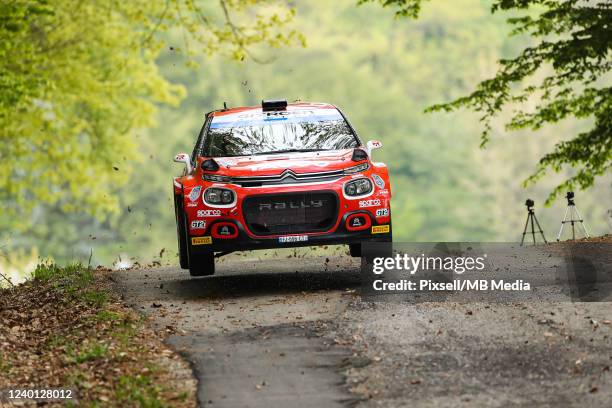 Yohan Rossel of France and Valentin Sarreaud of France compete in their PH Sports Citroen C3 during the shakedown on Day One of the FIA World Rally...