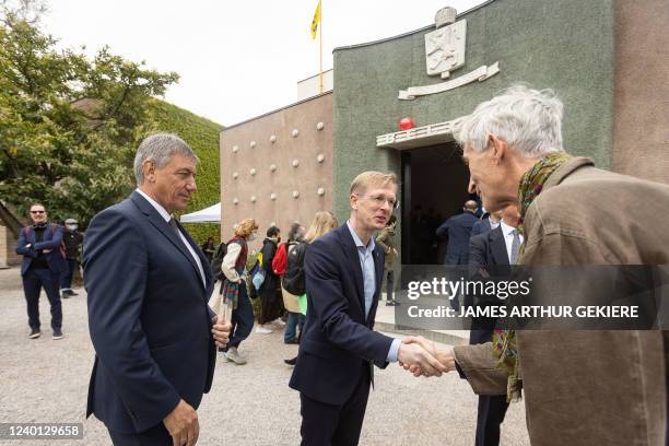 Flemish Minister President Jan Jambon, Estonian minister of culture Tiit Terik and Artist Francis Alýs pictured during the official opening of the...