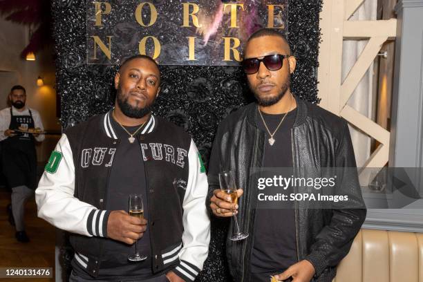 Dro and C Dot from The Fanatix attend as Idris Elba hosts an âEvening Withâ at London favourite, the FrenchÂ brasserie Aubaine, in Mayfair, to...