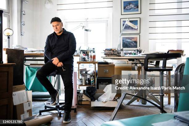 Cartoonist Enki Bilal is photographed for Paris Match in his studio in Paris, France on March 9, 2022.