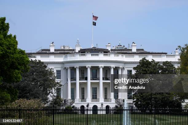 The south facade of the White House in Washington DC, United States on April 21, 2022.