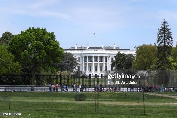 The south facade of the White House in Washington DC, United States on April 21, 2022.