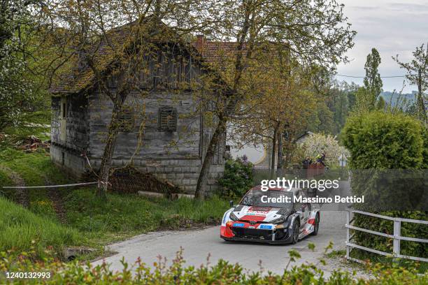 Kalle Rovanpera of Finland and Jonne Halttunen of Finland compete with their Toyota Gazoo Racing WRT Toyota GR Yaris Rally1 during Day One of the FIA...