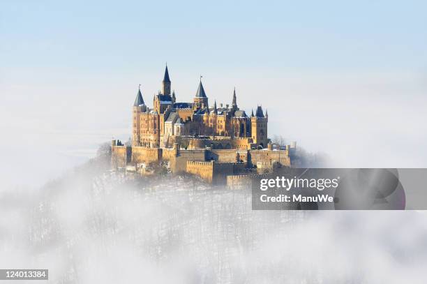 germany palace hohenzollern winter fog - germany winter stock pictures, royalty-free photos & images