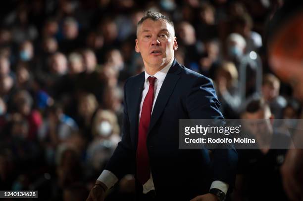 Sarunas Jasikevicius, Head Coach of FC Barcelona in action during the Turkish Airlines EuroLeague Play Off Game 2 match between FC Barcelona and FC...