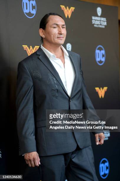 Los Angeles, CA Actors Eugene Brave Rock, who plays "The Chief" in "Wonder Woman" arrives for a press preview of the new "Wonder Woman" exhibit at...
