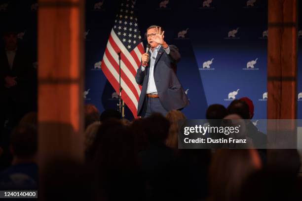 Michael Flynn, former U.S. National Security advisor to former President Trump, speaks at a campaign event for U.S. Senate candidate Josh Mandel on...