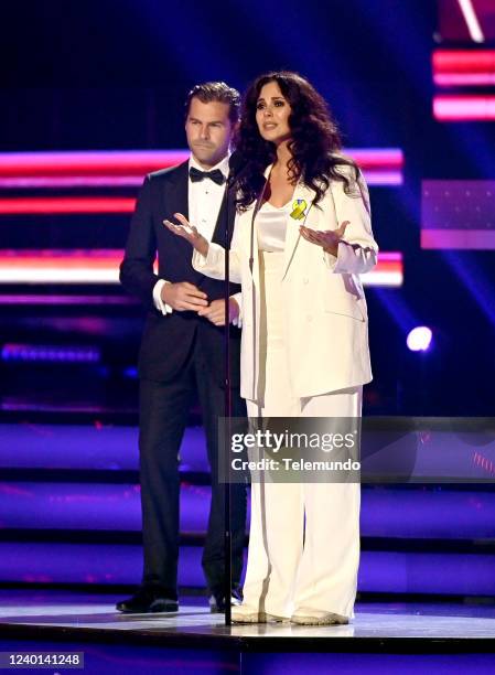 Show -- Pictured: Julio Vaqueiro and Nastya Kamenskikh aka NK perform on stage during the 2022 Latin American Music Awards at the Michelob ULTRA...